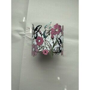 Bath & Body Works Pedestal 3 Wick Candle Holder Butterflies In The Garden Pink